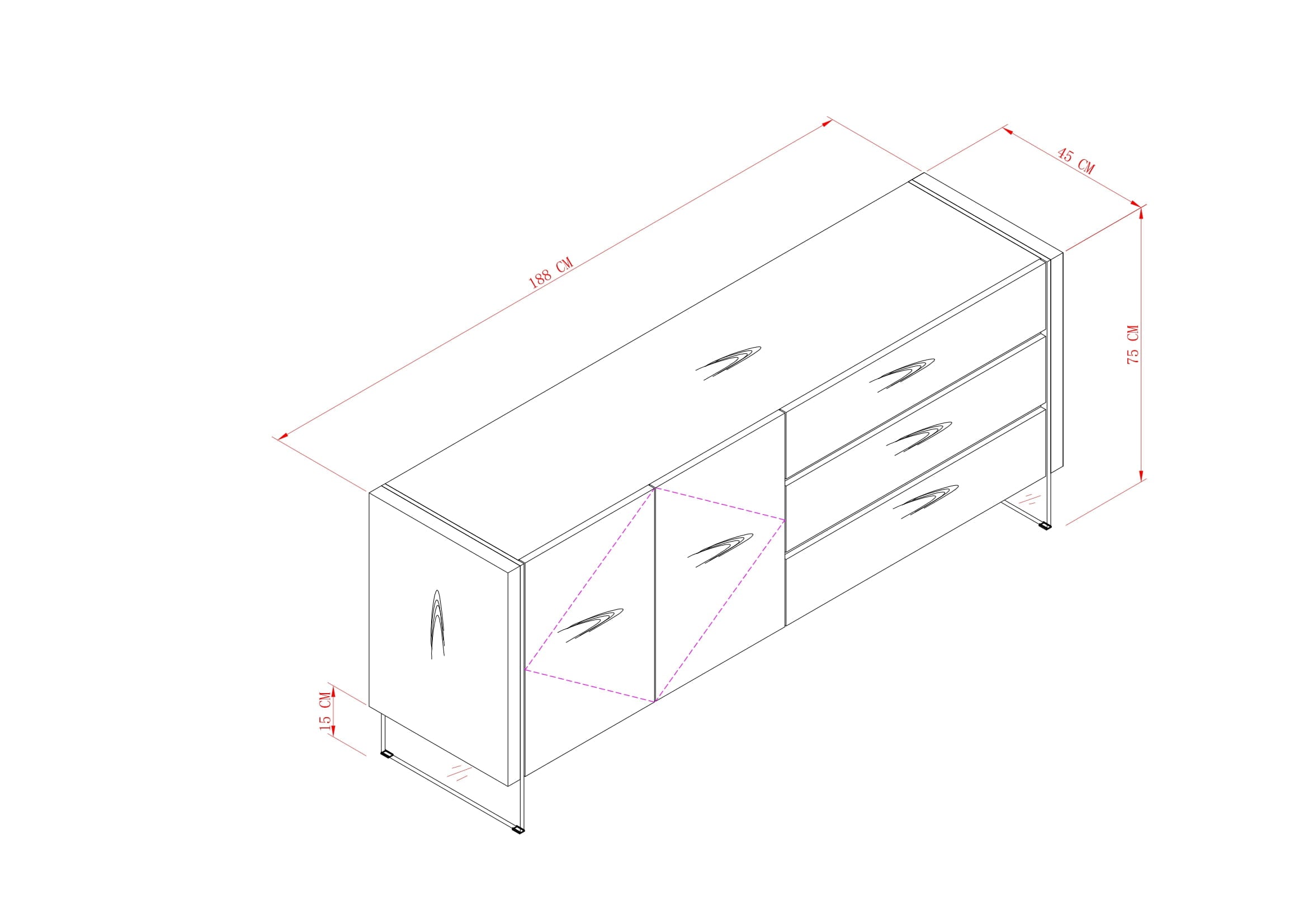 Komoda Soho 188 cm – dębowa Livin Hill – zdjęcie 4