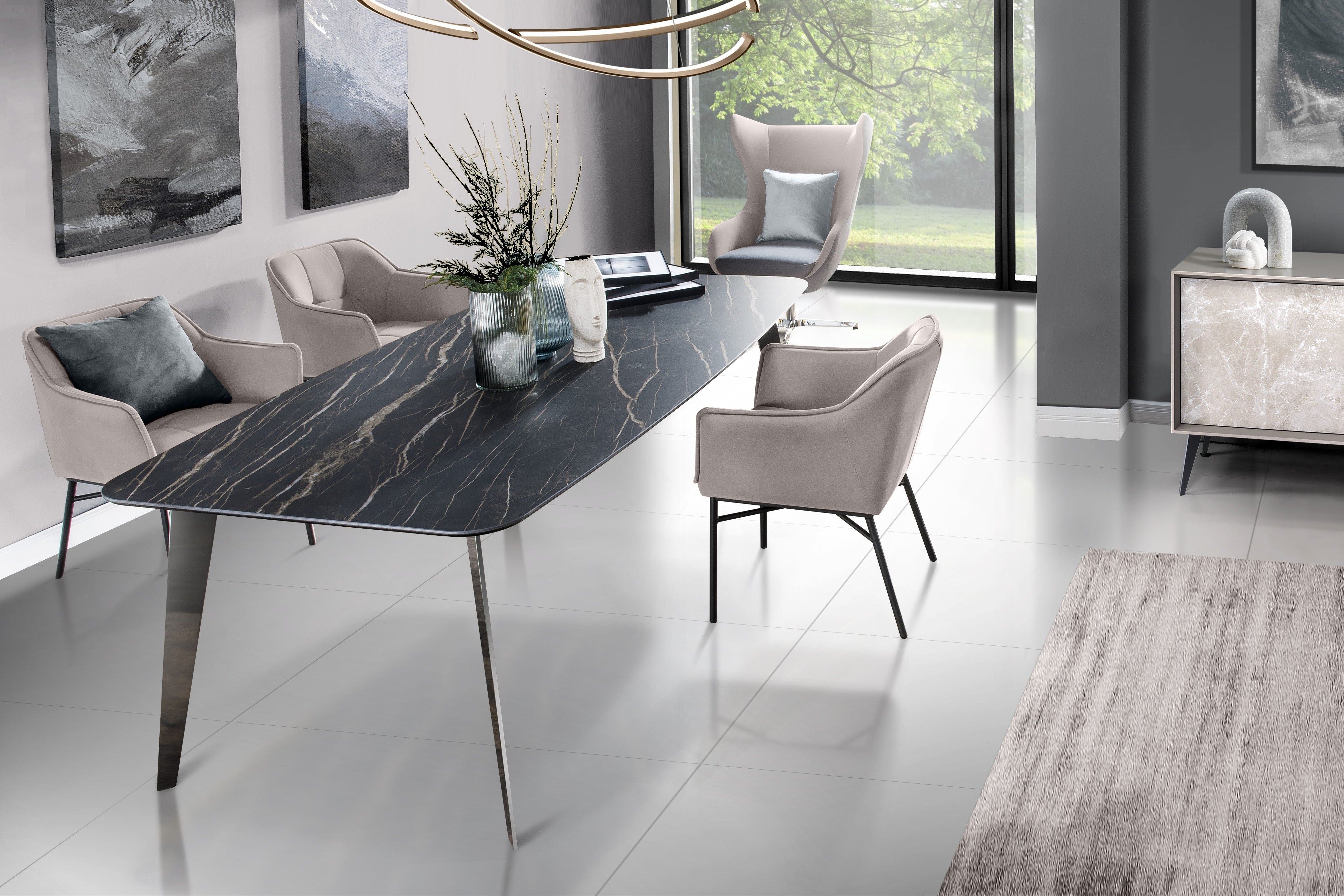 BASSERTO elegancki stół ze spiekiem kwarcowym do jadalni