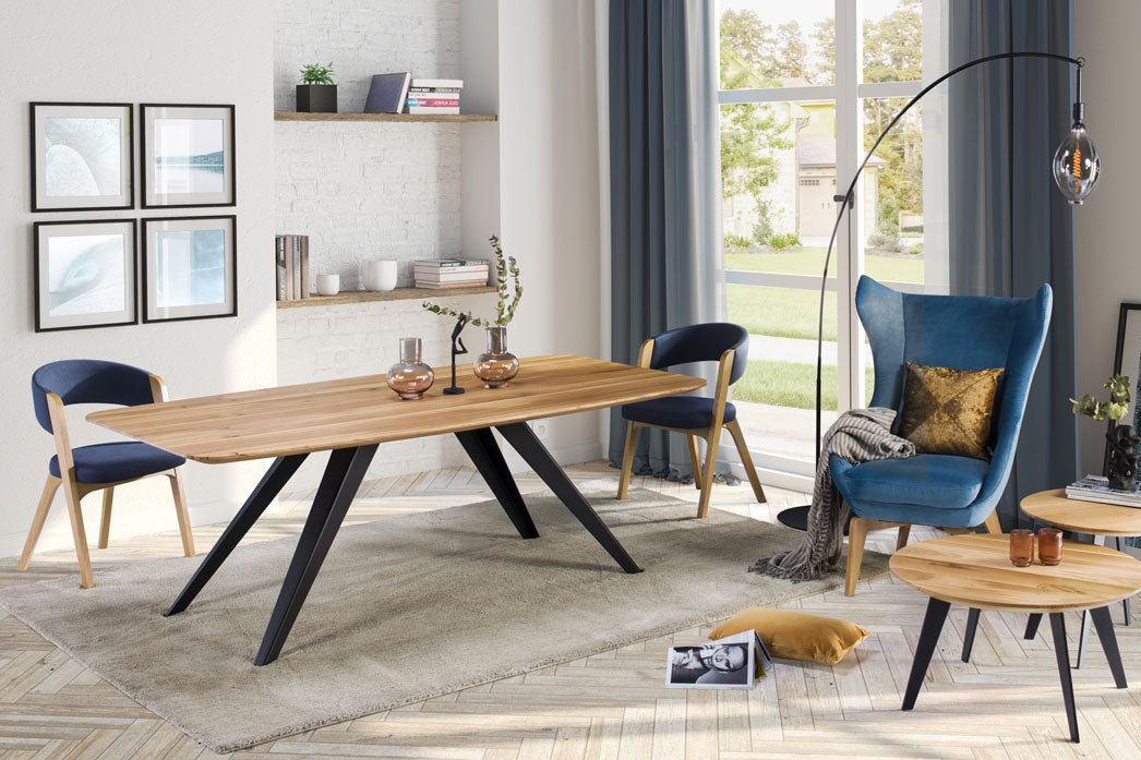CALIPSO elegancki stół dębowy z metalowymi nogami