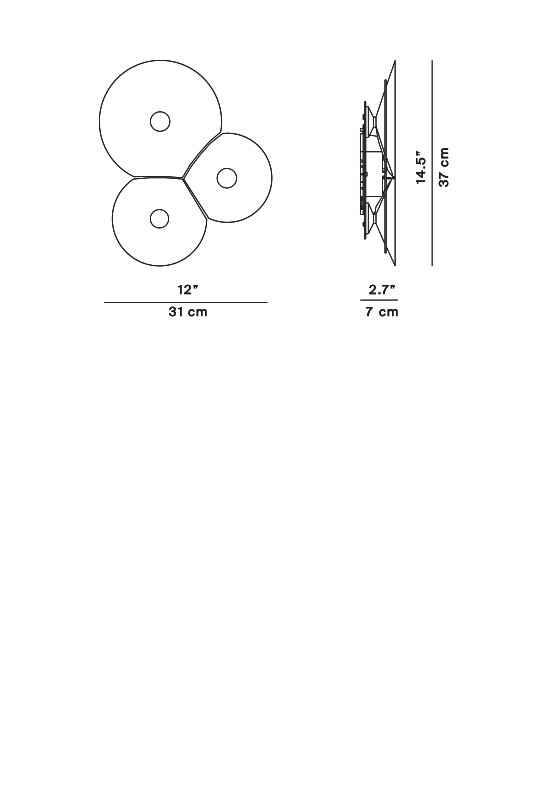 Bulbullia 3 bodies – rysunek wymiarowy – Luceplan