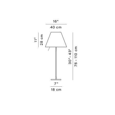 Costanza Telescopic – on/off – rysunek wymiarowy – Luceplan