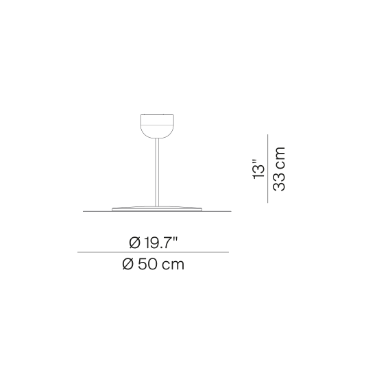 Millimetro stem 33cm – disc Ø 50cm – rysunek wymiarowy – Luceplan