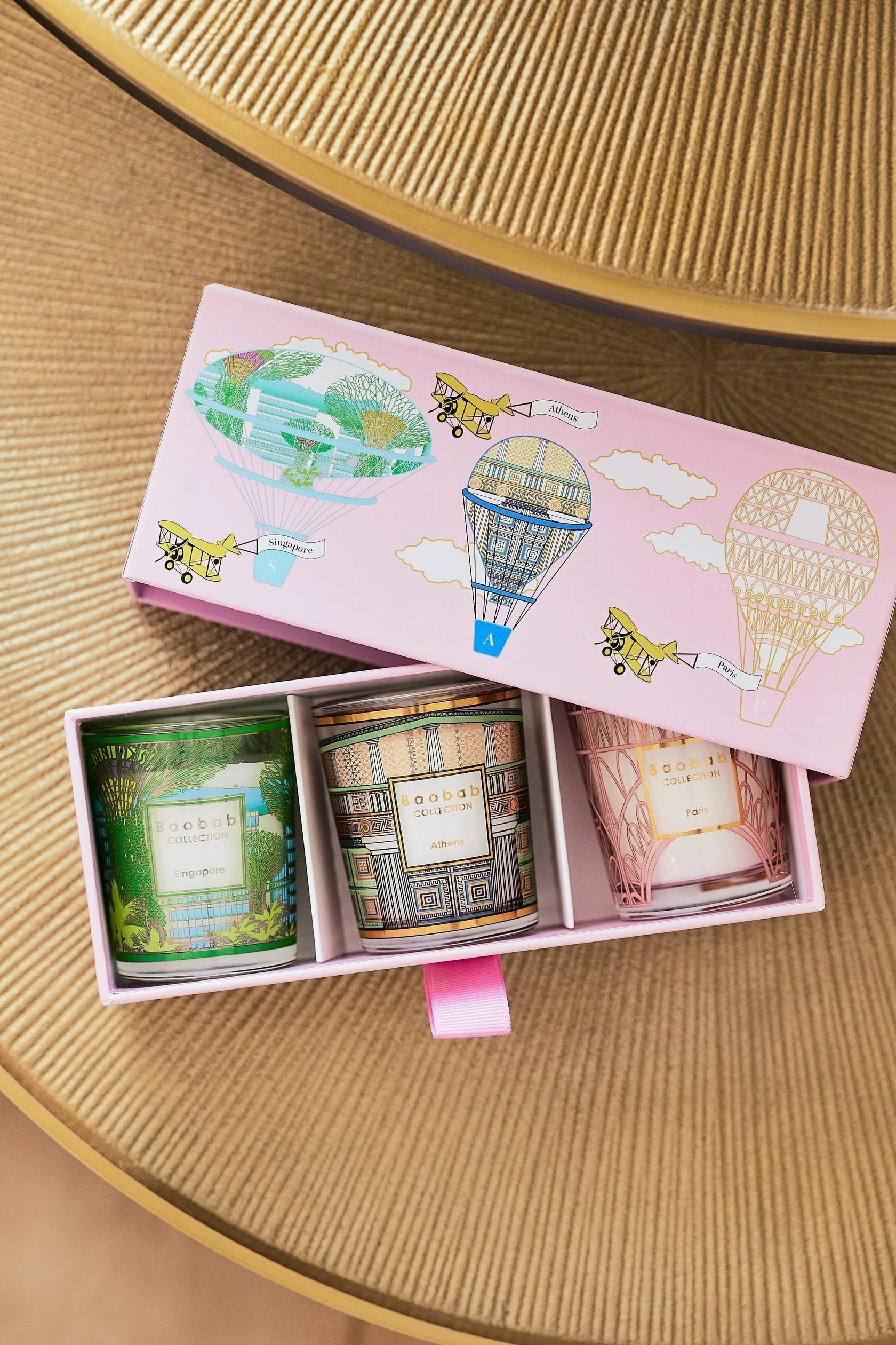 Trio Travel Candles Singapore – Athens – Paris – luksusowy zestaw świec zapachowych Baobab Collection