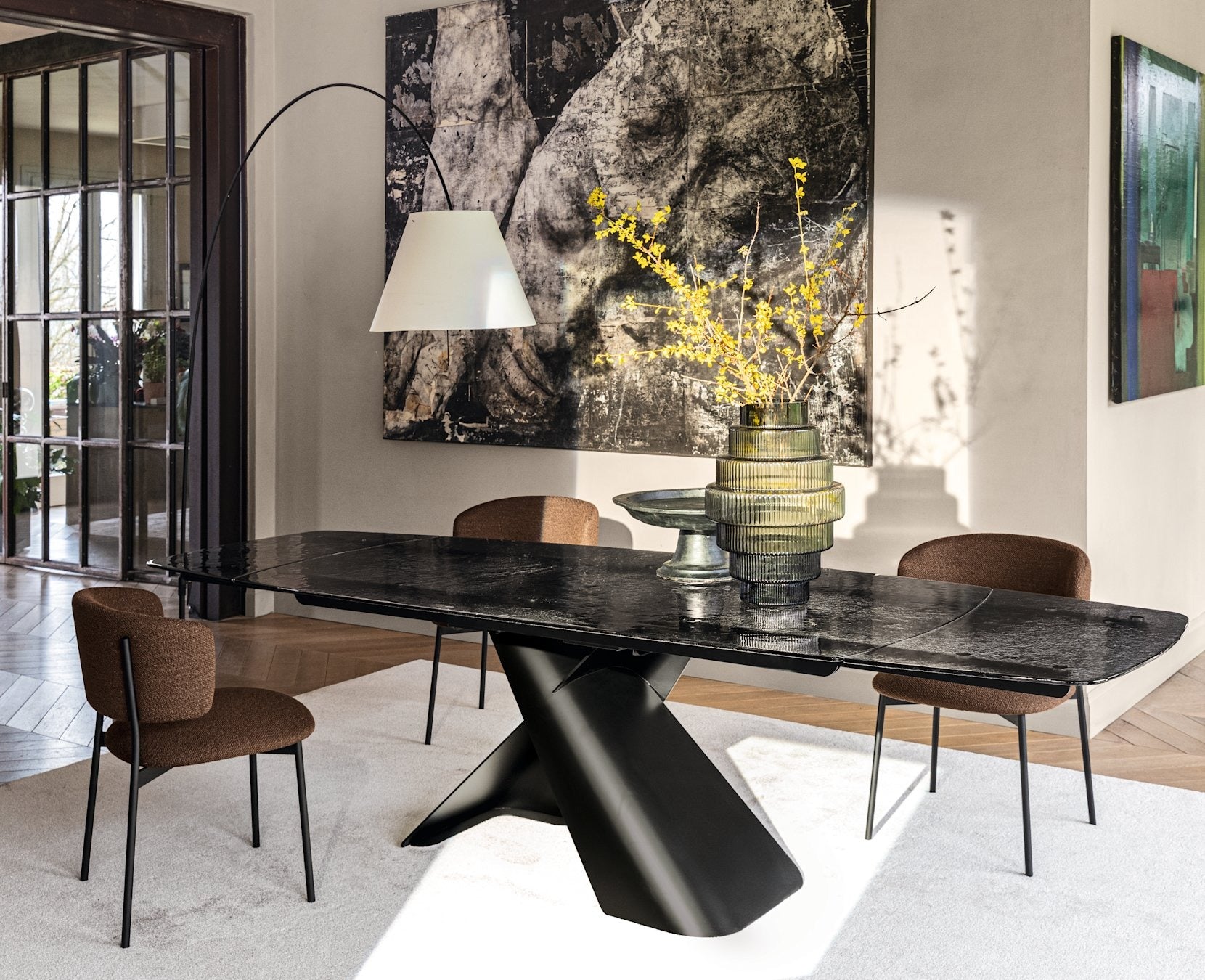 Stół rozkładany Axiom 165/200 cm ze szklanym blatem Calligaris