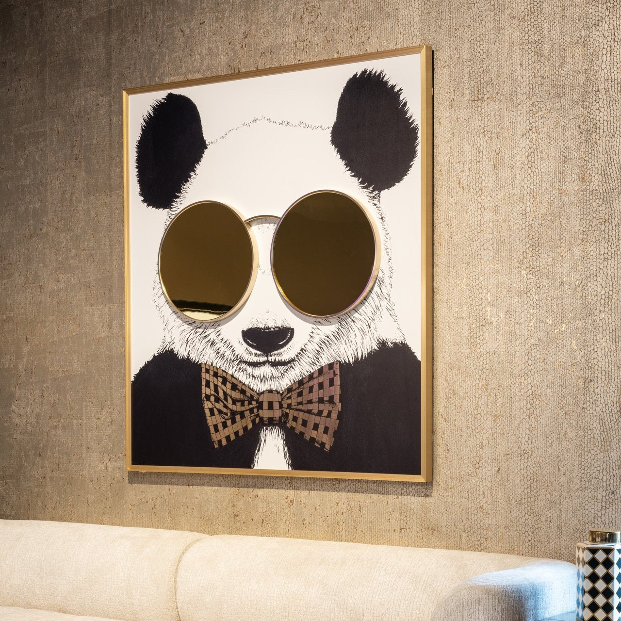 Obraz dekoracyjny Panda czarno-złoty - Richmond Interiors