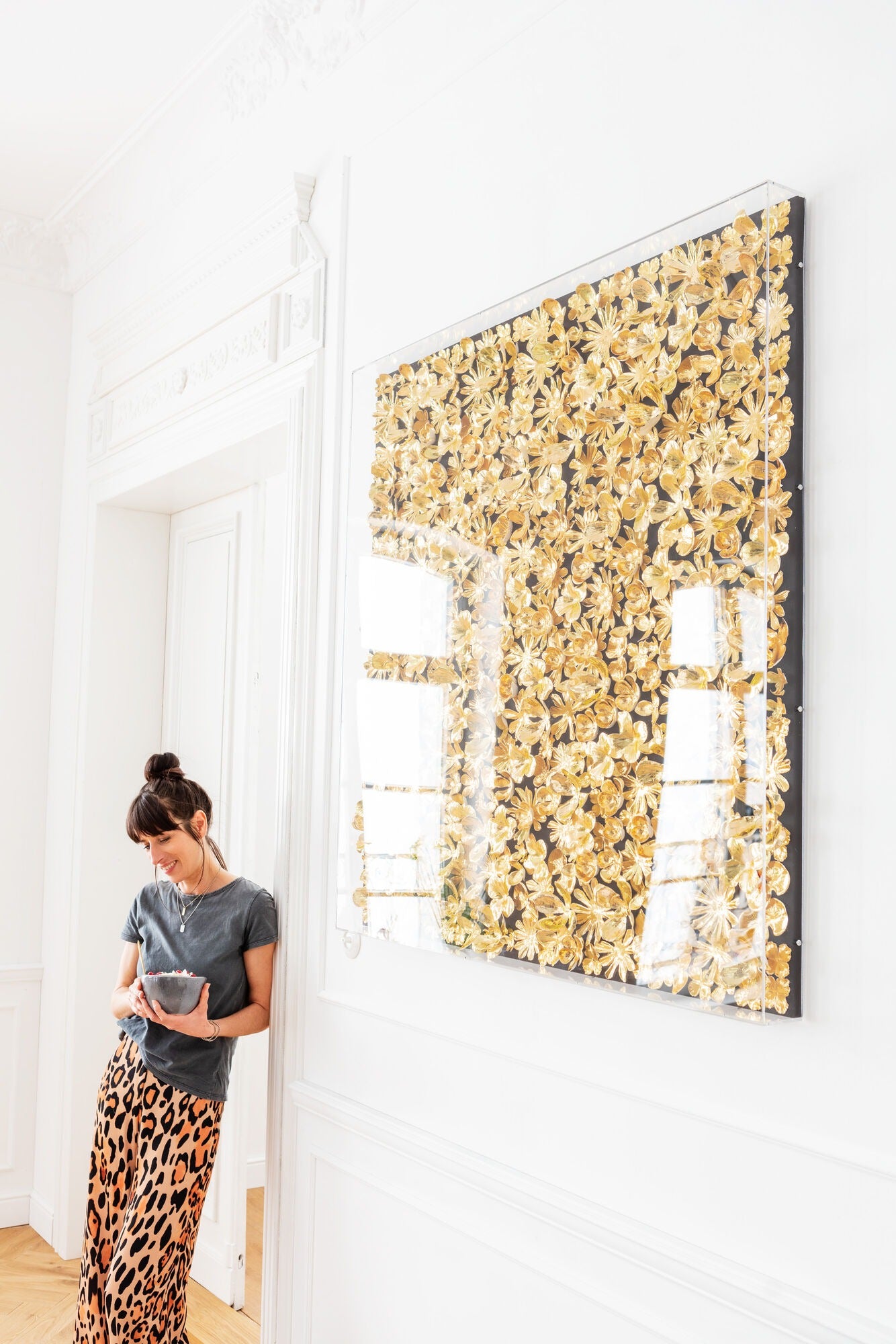 Dekoracja ścienna Gold Flower złota 120×120 – Kare Design