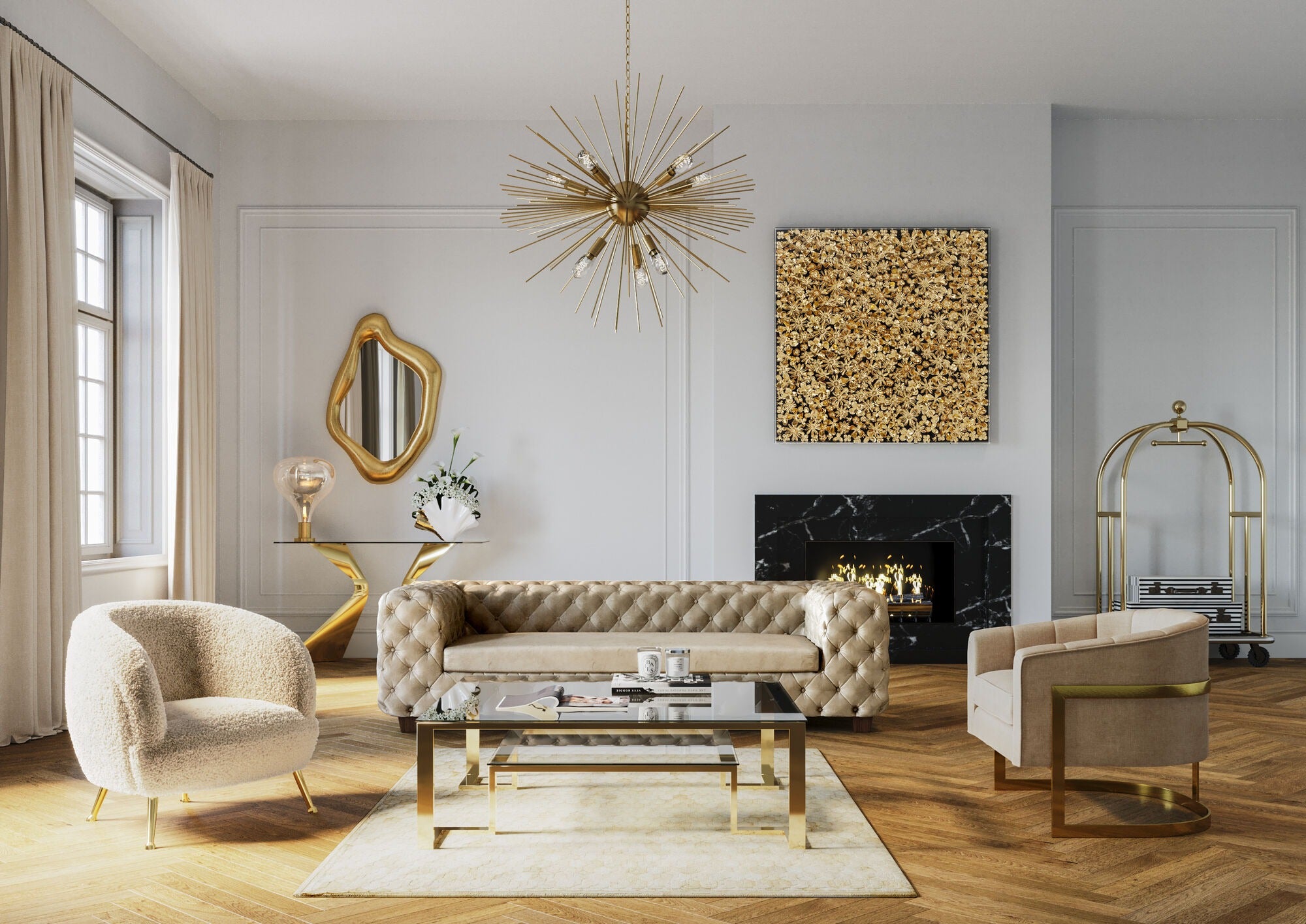 Dekoracja ścienna Gold Flower złota 120×120 – Kare Design