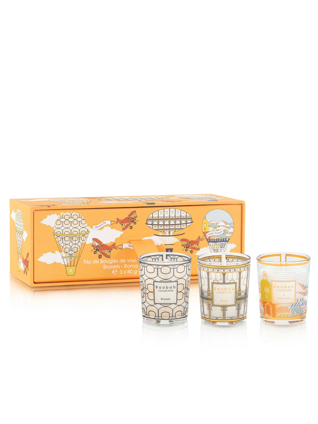 Trio Travel Candles Brussels – Roma – Saint-Tropez – luksusowy zestaw świec zapachowych Baobab Collection (Copy)