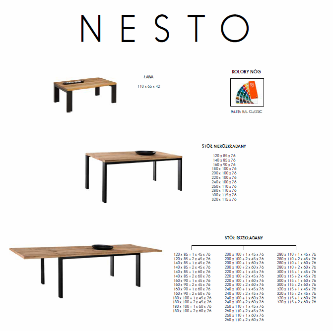 NESTO industrialny stół z dębowym blatem