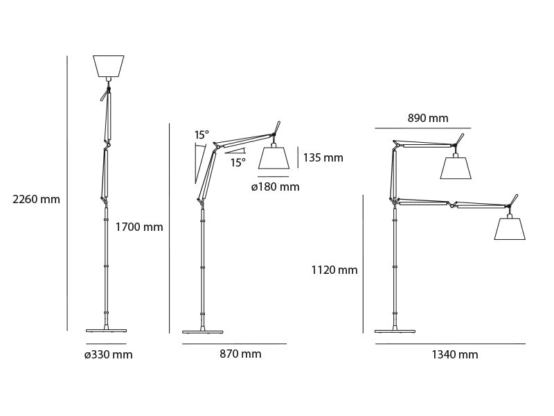 Tolomeo Basculante Floor – lampa podłogowa z abażurem