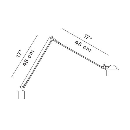 Berenice arms 45+45cm – rysunek wymiarowy – Luceplan