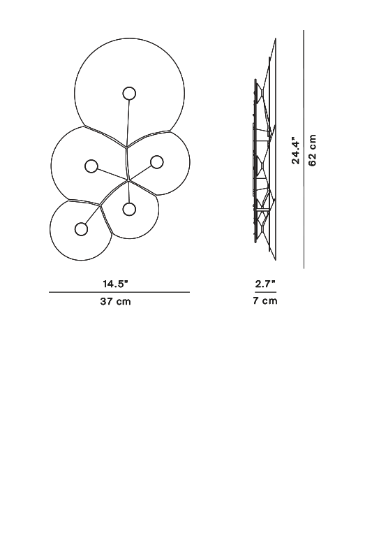 Bulbullia 5 bodies – rysunek wymiarowy – Luceplan