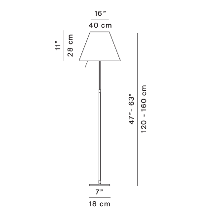 Costanza telescopic dimmable – rysunek wymiarowy – Luceplan