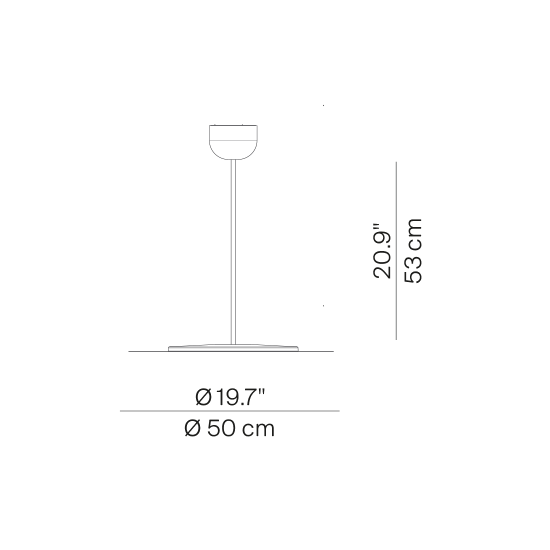 Millimetro stem 53cm – disc Ø 50cm – rysunek wymiarowy – Luceplan