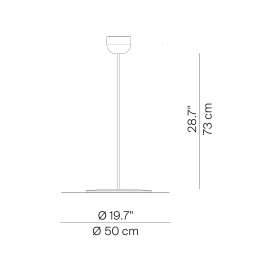 Millimetro stem 73cm- disc Ø 50cm – rysunek wymiarowy – Luceplan