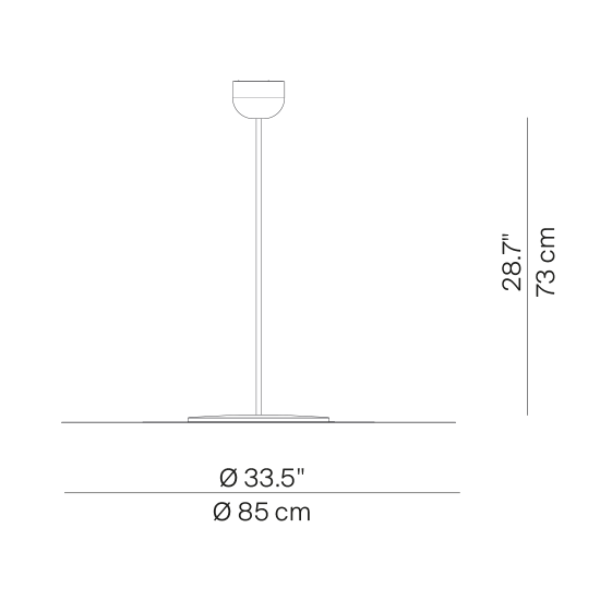 Millimetro stem 73cm – disc Ø 85cm – rysunek wymiarowy – Luceplan