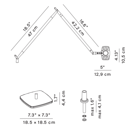 Otto Watt – rysunek wymiarowy – Luceplan