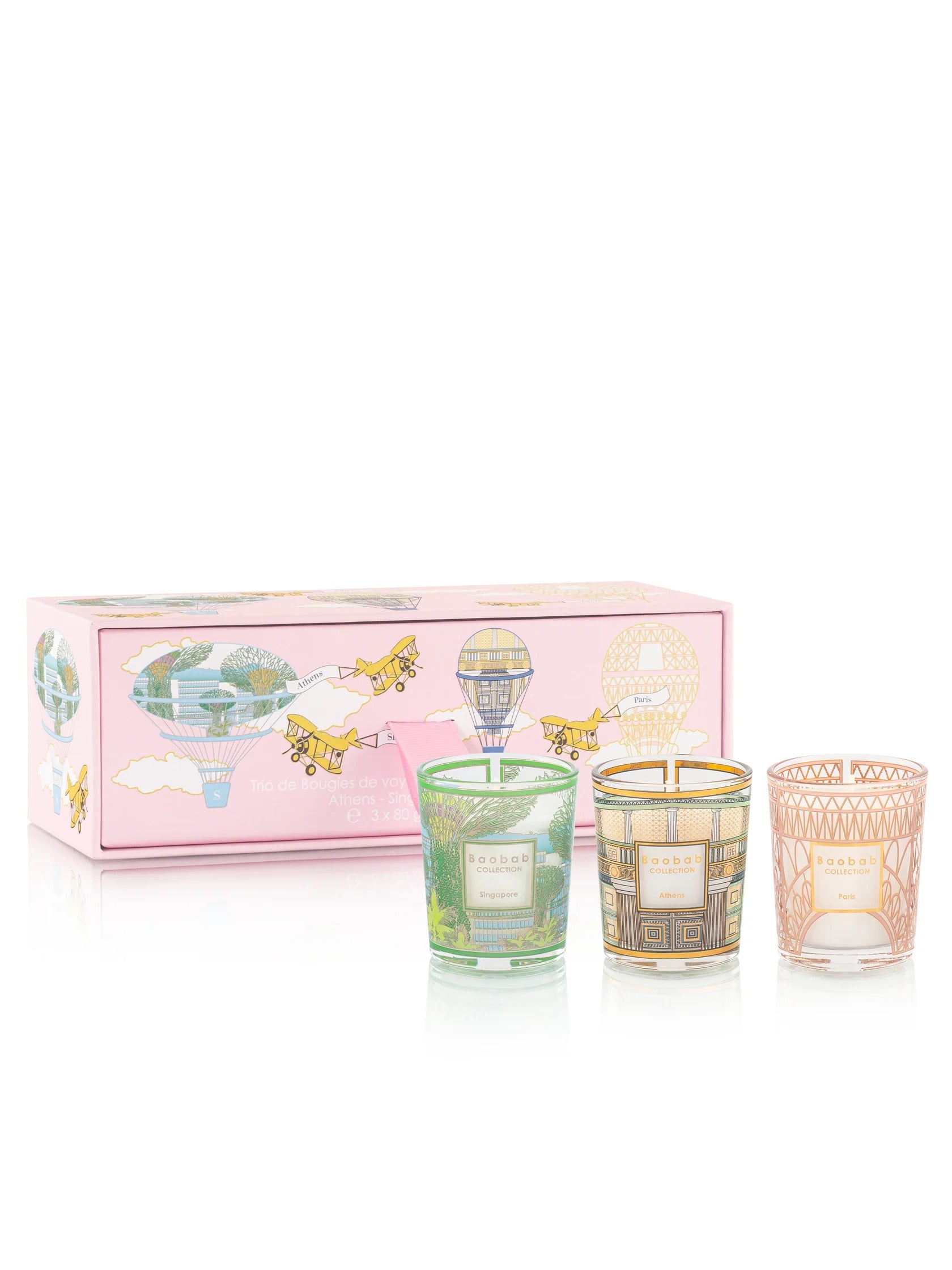 Trio Travel Candles Singapore – Athens – Paris – luksusowy zestaw świec zapachowych Baobab Collection