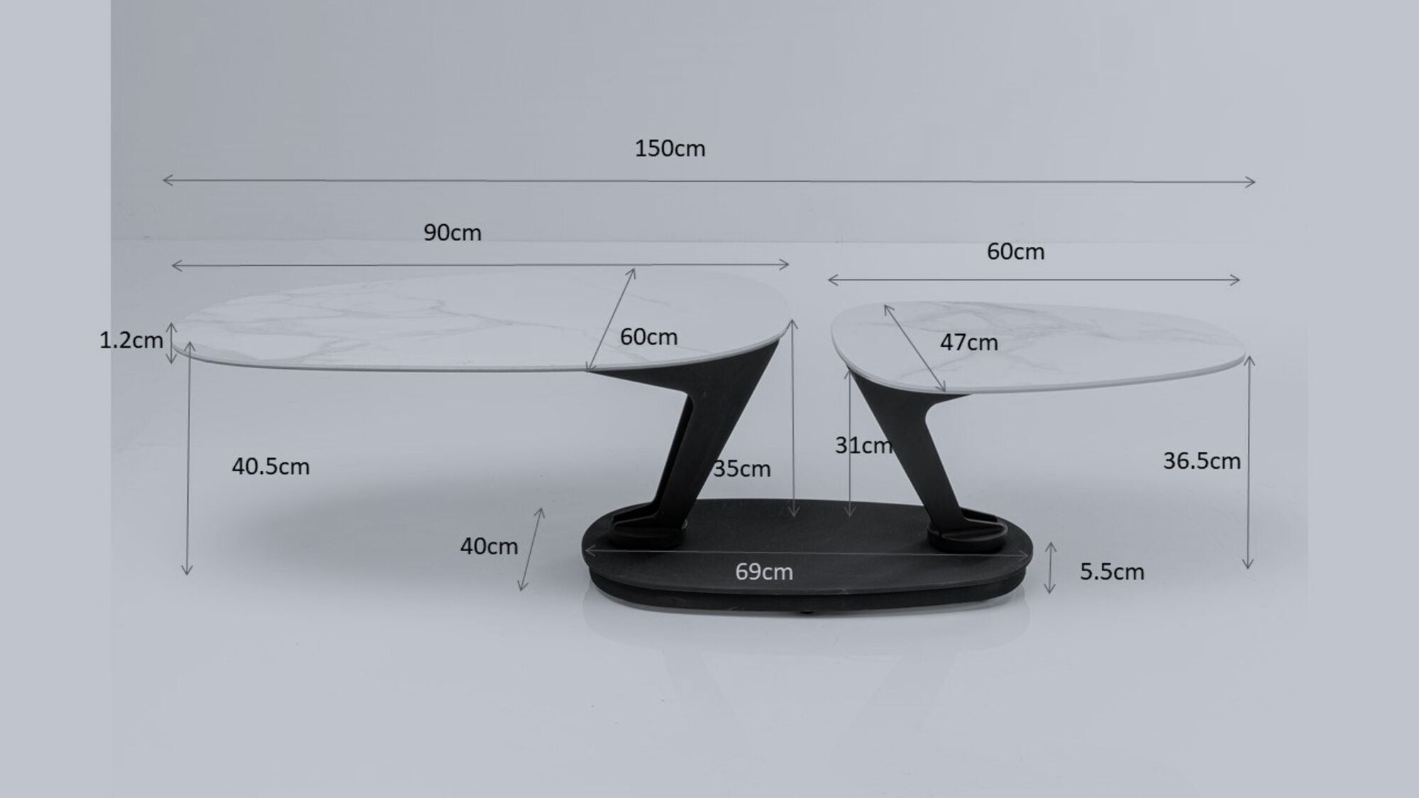 Franklin – stolik kawowy czarny 150 × 58 cm