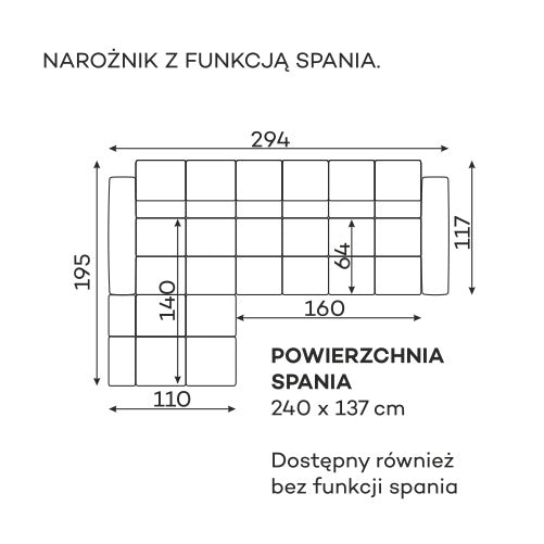 Narożnik Bullet z funkcją spania