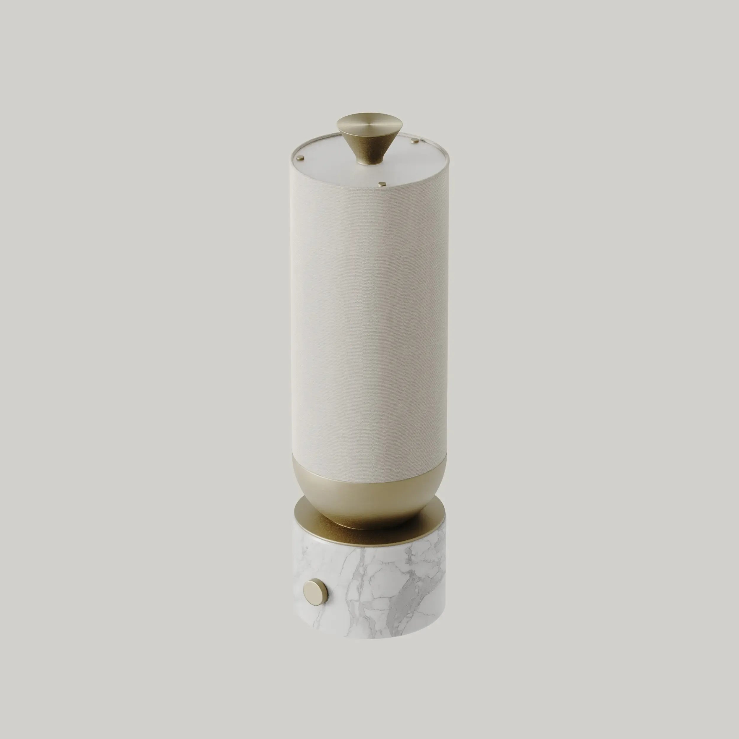 Gamb – lampa stołowa z lnem i marmurem