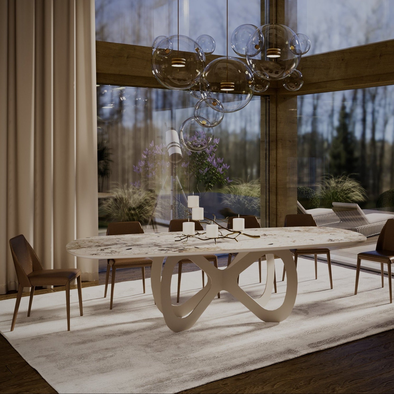 INFINITY luksusowy stół z blatem ze spieku i designerską podstawą, do jadalni lub salonu